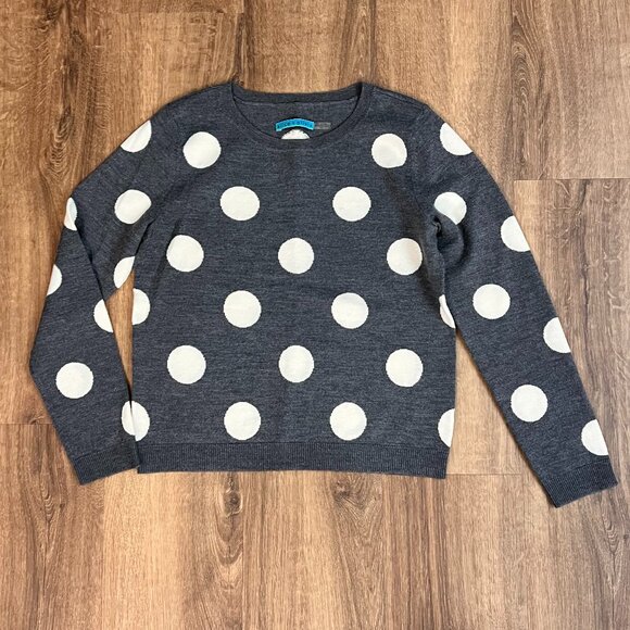 Alice + Olivia Gray Wool Polkadot Crewneck Sweater Sz M - Picture 1 of 9
